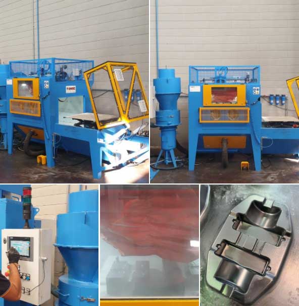 Compressed air shot blasting machine for the cleaning of molds